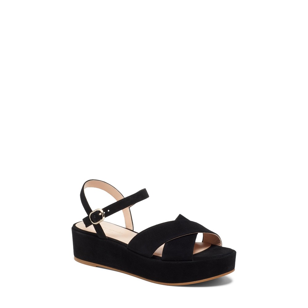Kate Spade Bunton Black Suede Platform Sandals Size 9